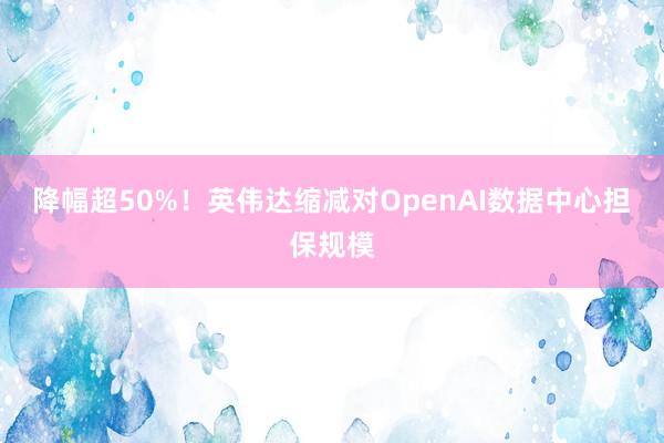 降幅超50%！英伟达缩减对OpenAI数据中心担保规模