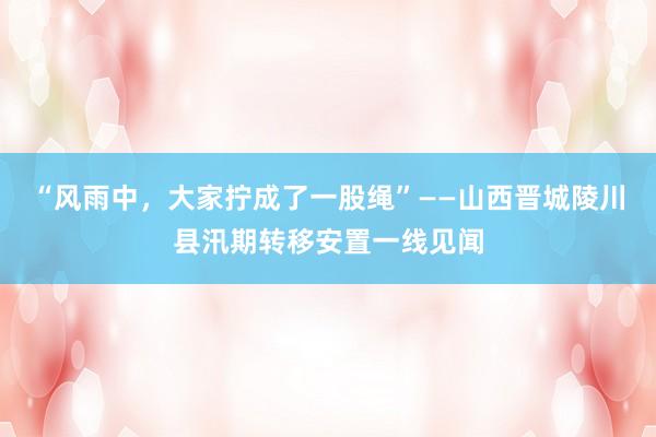 “风雨中，大家拧成了一股绳”——山西晋城陵川县汛期转移安置一线见闻