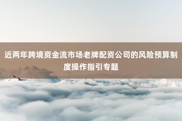 近两年跨境资金流市场老牌配资公司的风险预算制度操作指引专题