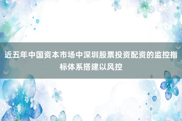 近五年中国资本市场中深圳股票投资配资的监控指标体系搭建以风控