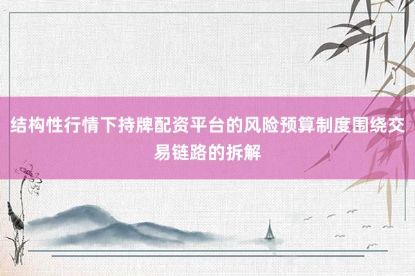 结构性行情下持牌配资平台的风险预算制度围绕交易链路的拆解