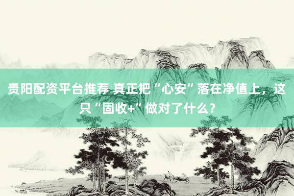 贵阳配资平台推荐 真正把“心安”落在净值上，这只“固收+”做对了什么？