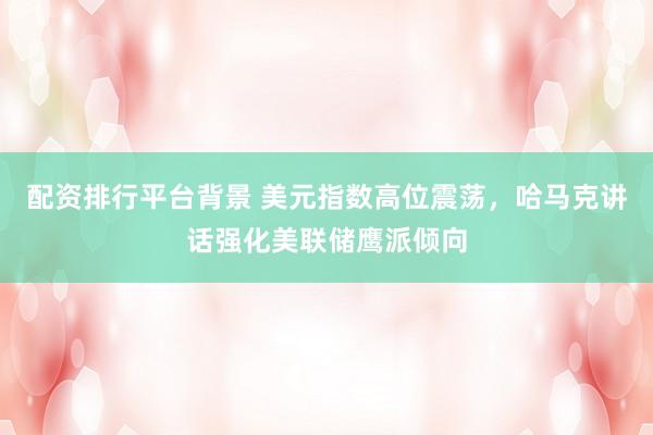 配资排行平台背景 美元指数高位震荡，哈马克讲话强化美联储鹰派倾向