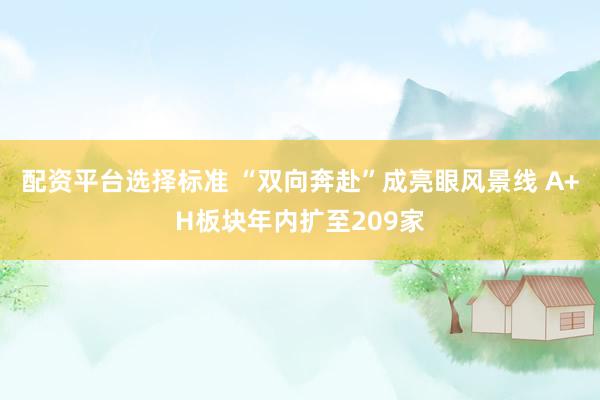 配资平台选择标准 “双向奔赴”成亮眼风景线 A+H板块年内扩至209家